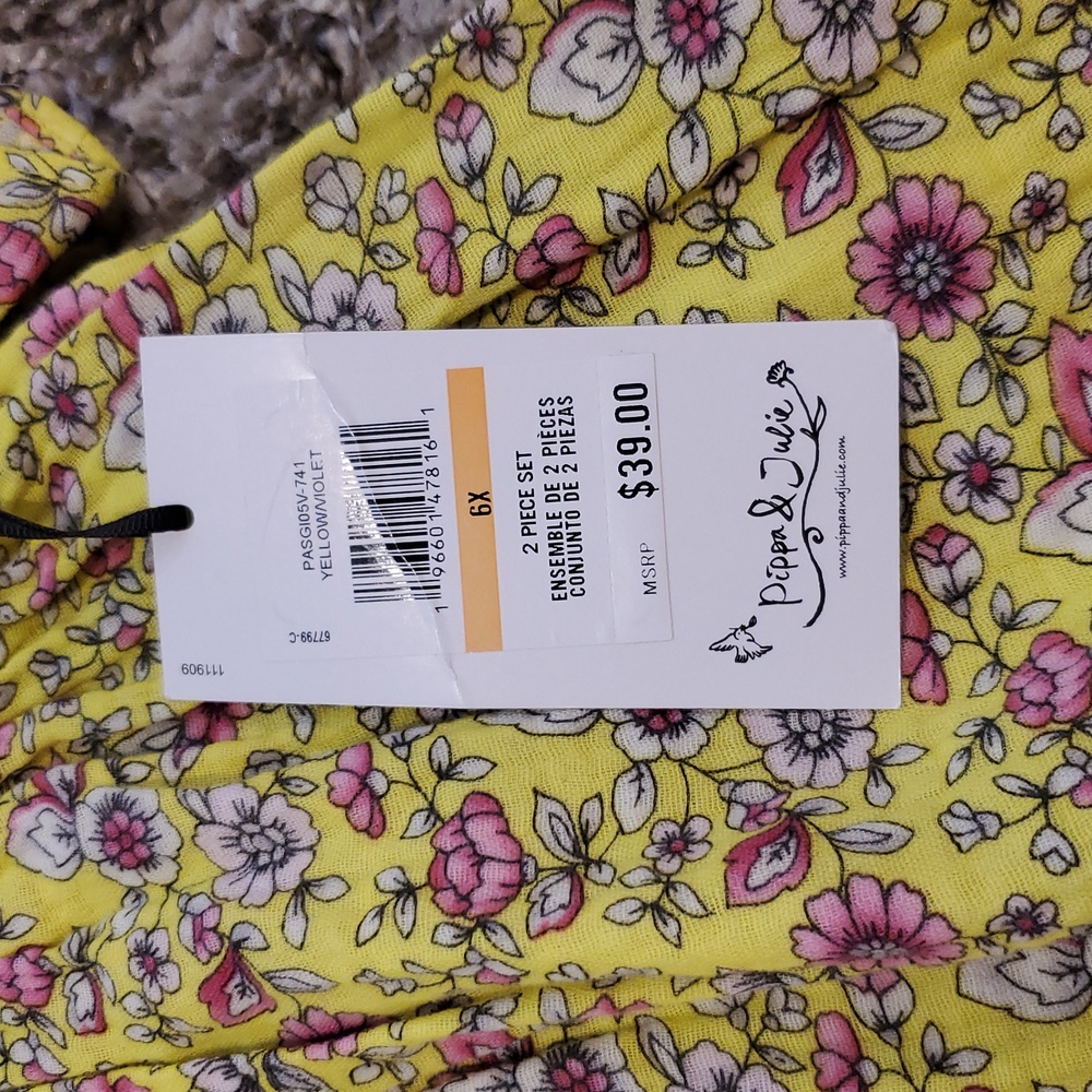 NEW Pippa & Julie Floral Yellow Top and Leggings Set - Picture 4 of 6